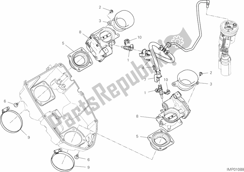 All parts for the Throttle Body of the Ducati Multistrada 1260 ABS 2018